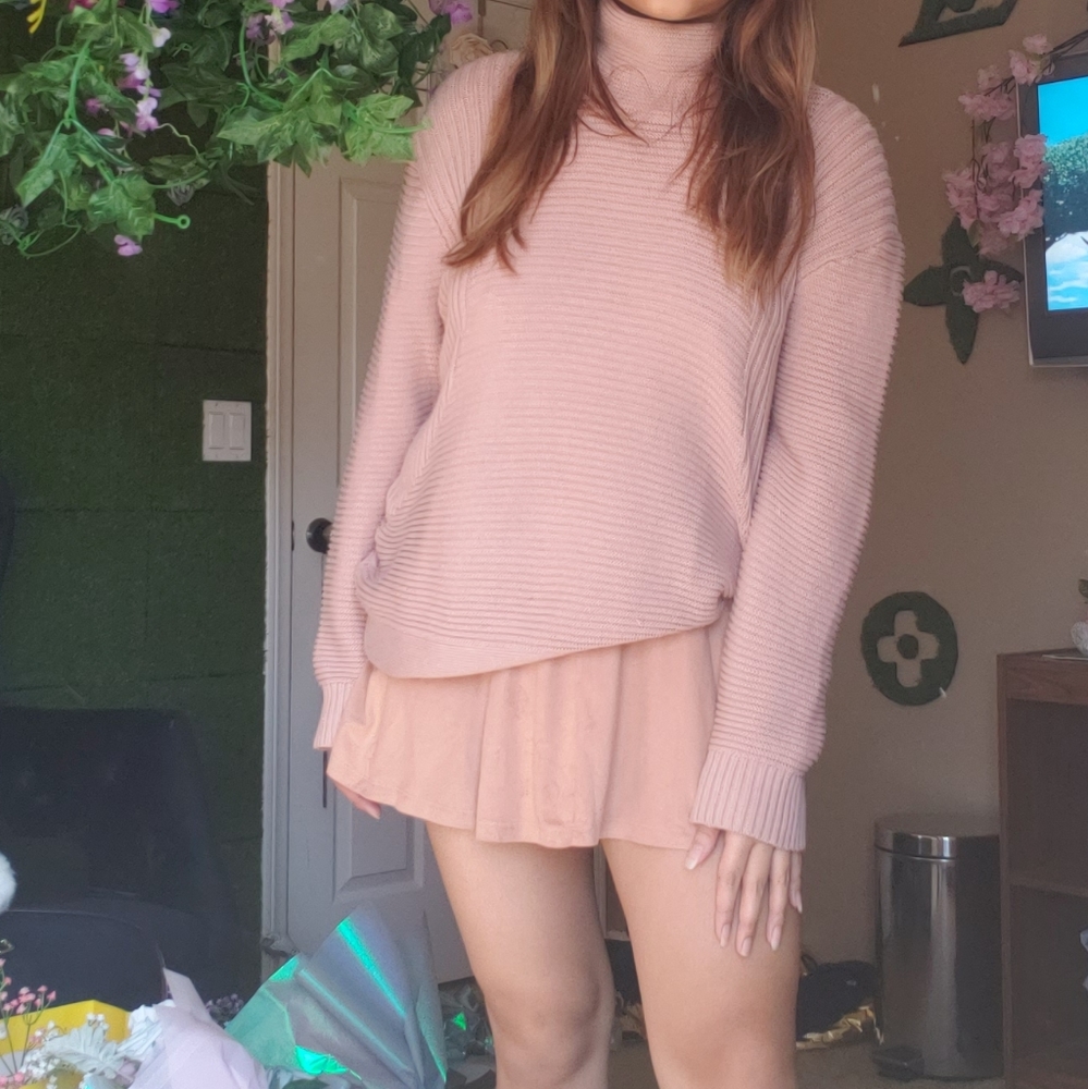 Blush Pink Turtleneck Sweater